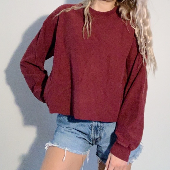Maurices Tops - Cropped vintage style warm sweatshirt plush maroon